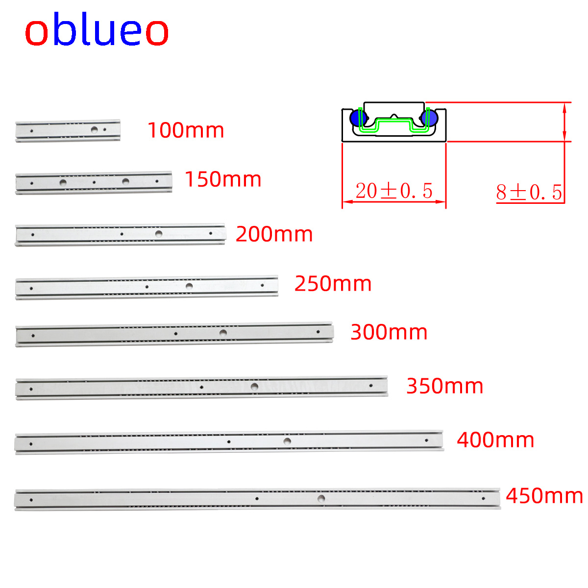 20mm wide slide rail《two sections-one floor》-aluminum alloy