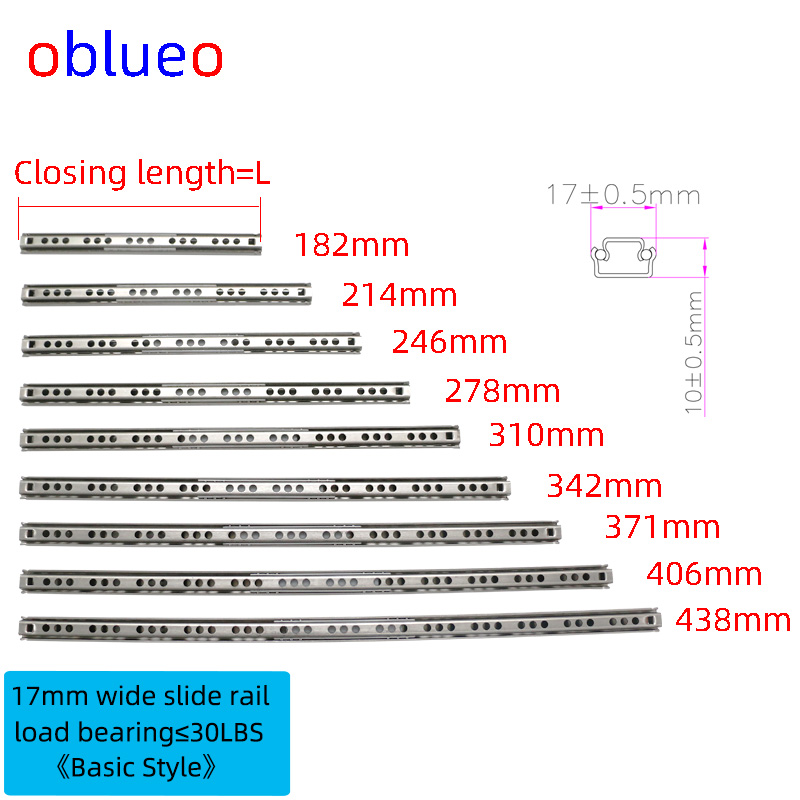 17mm wide slide rail《Basic Style》-stainless steel